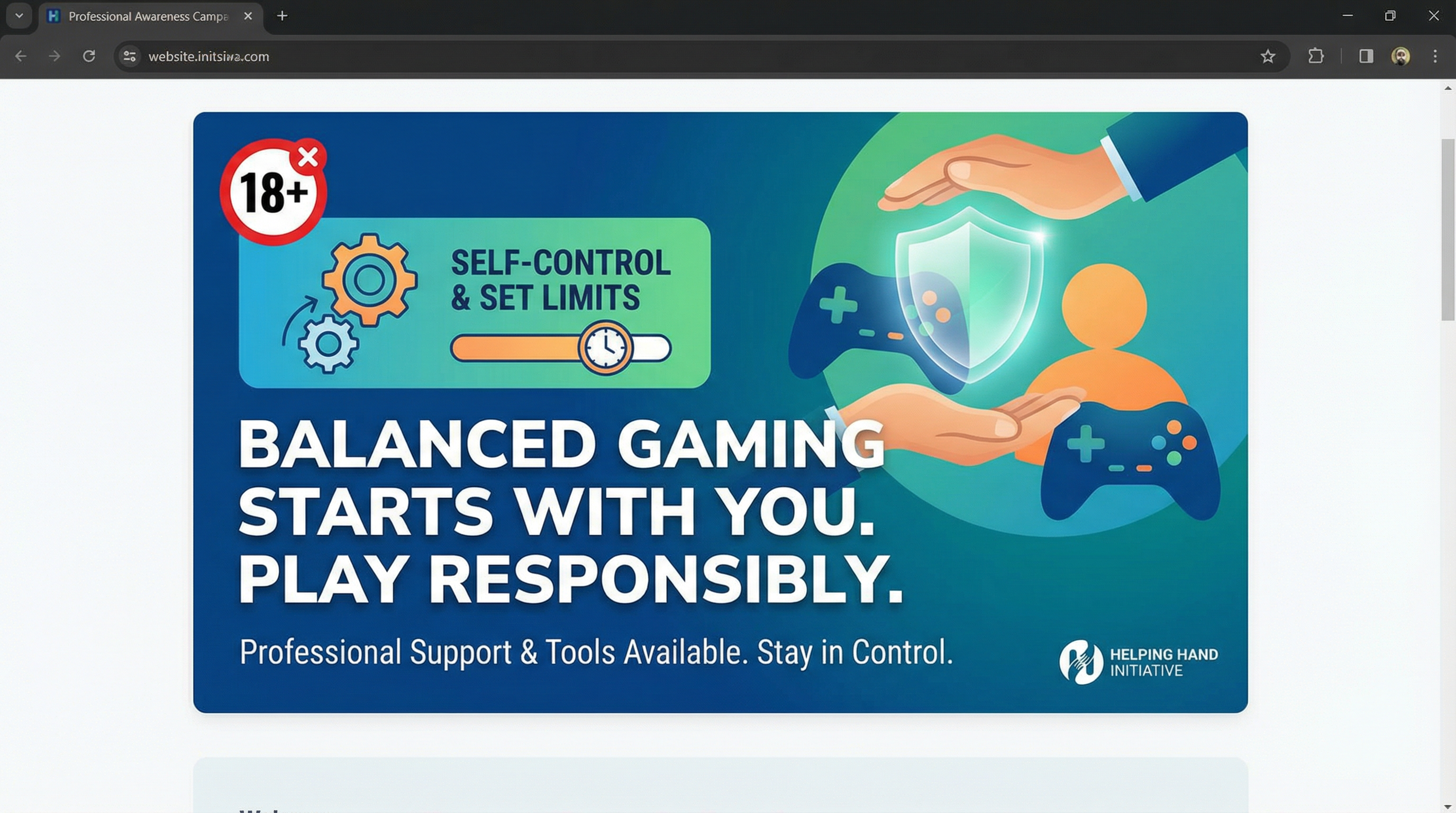 负责任博彩宣传图展示18+标志和自我控制信息